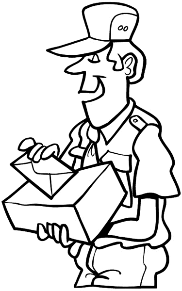 Postal deliveryman vinyl sticker. Customize on line. Transport and Postal 075-0121